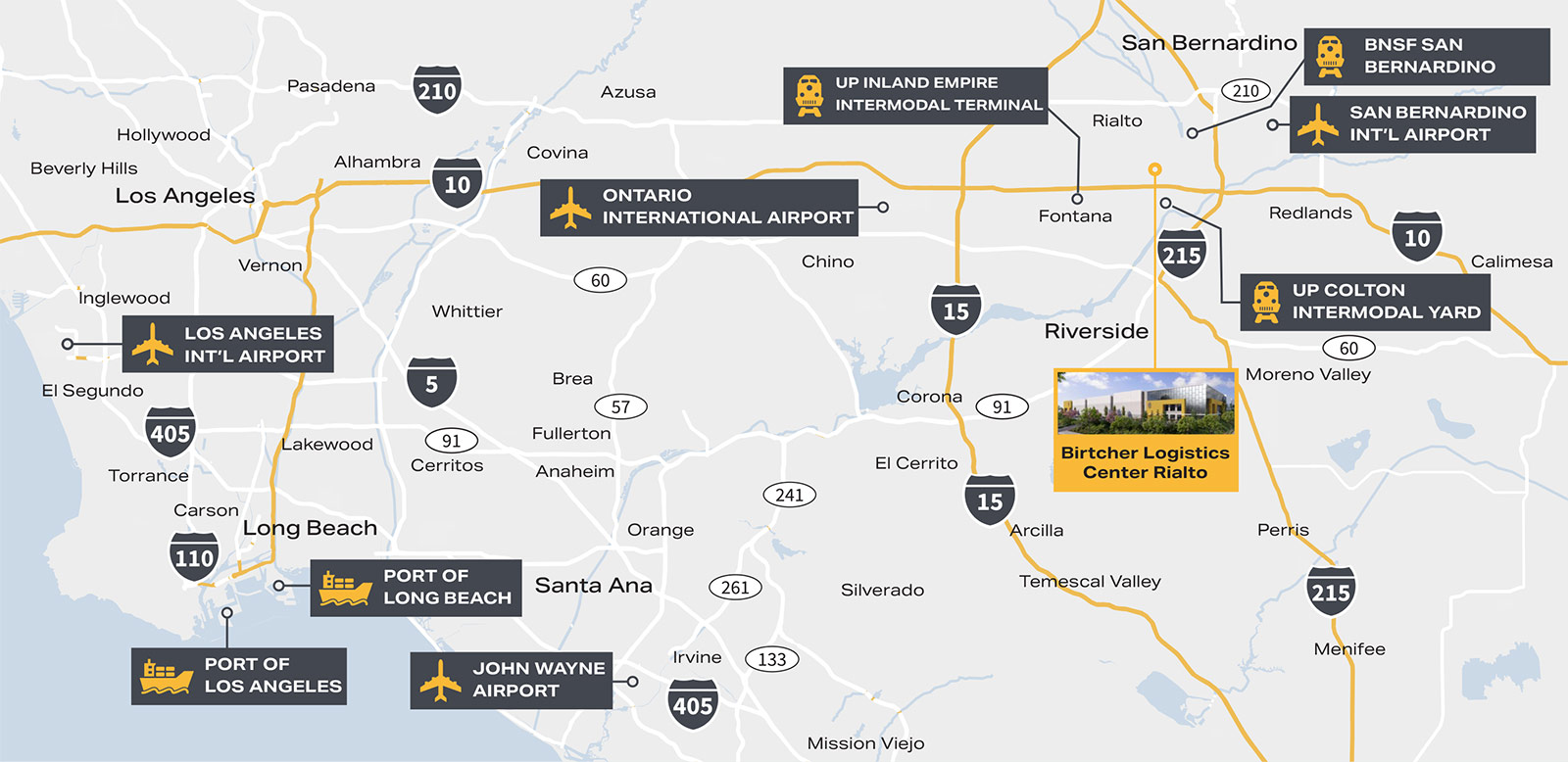 Birtcher Logistics Center Rialto Location Map